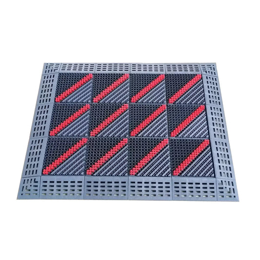 Set 12 placi pardoseala modulara si accesorii din PP, Naimeed D4534, Rosu