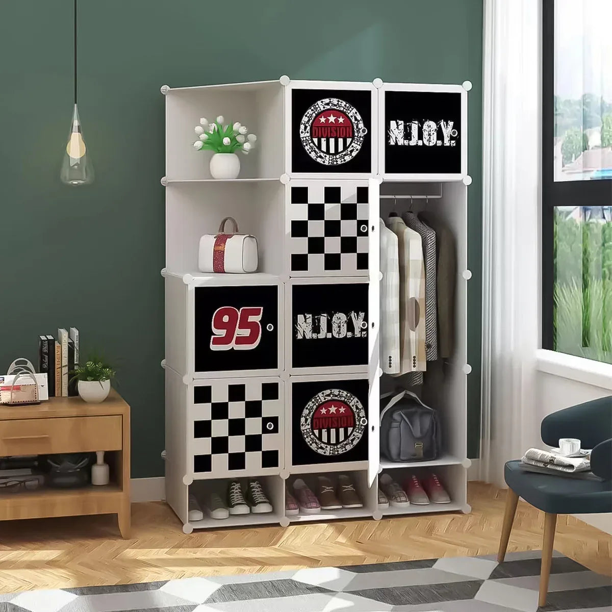 Dulap Modular Copii, 10 Usi, Naimeed D4544, Alb