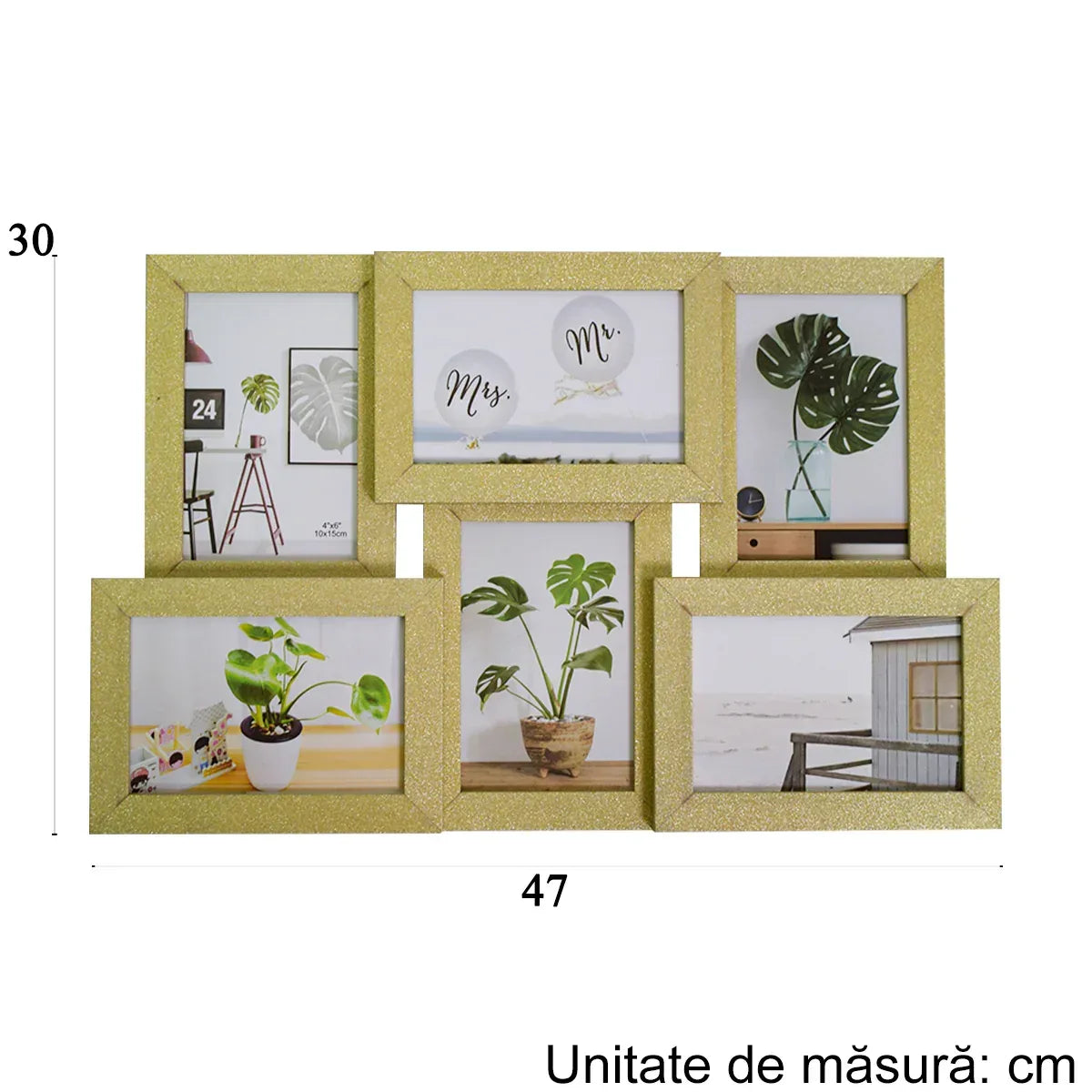 Rama foto, 6 poze, Naimeed D4592G, Auriu