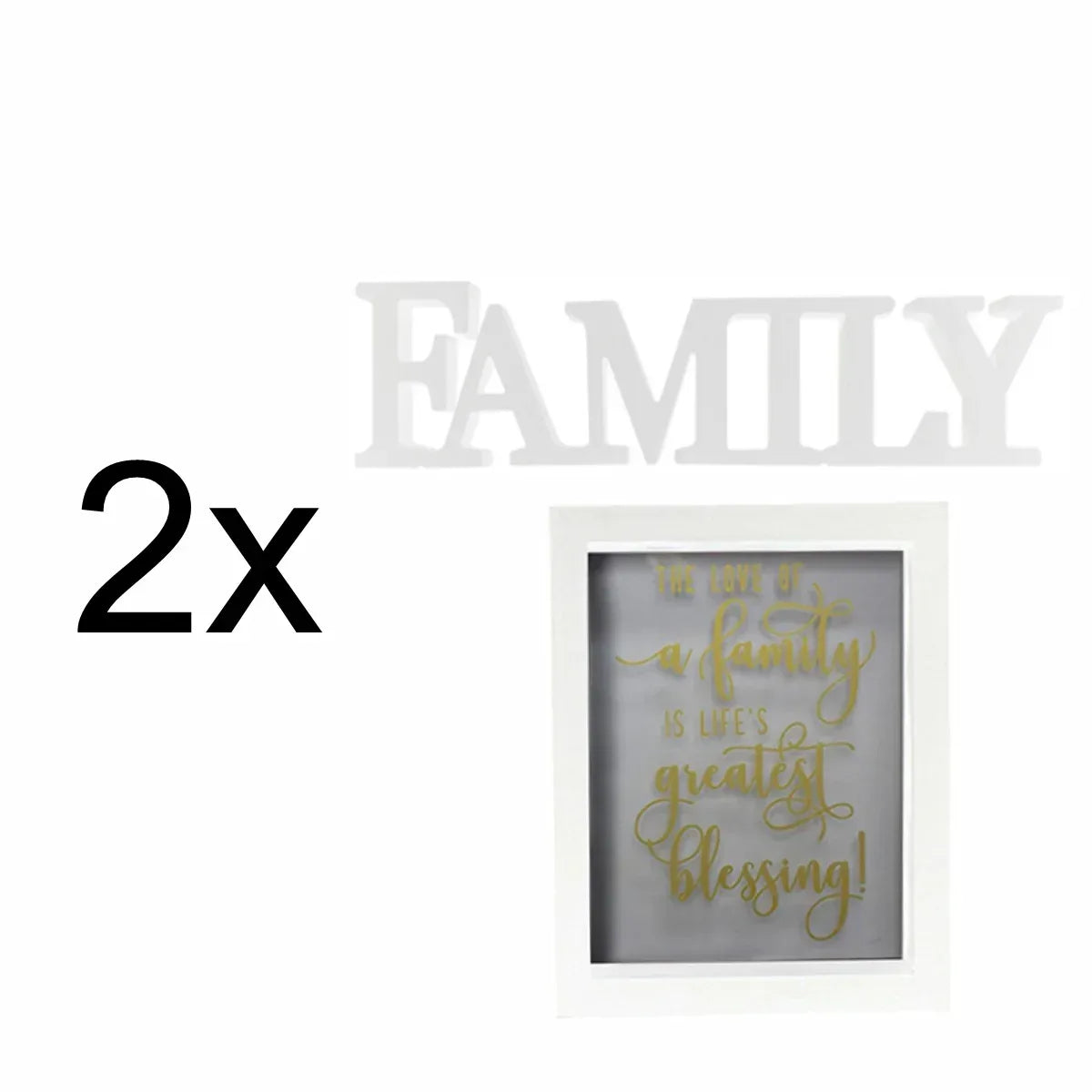 Set 2 rame foto, Naimeed D4596W, 1 polita si 2 ornamente, Alb