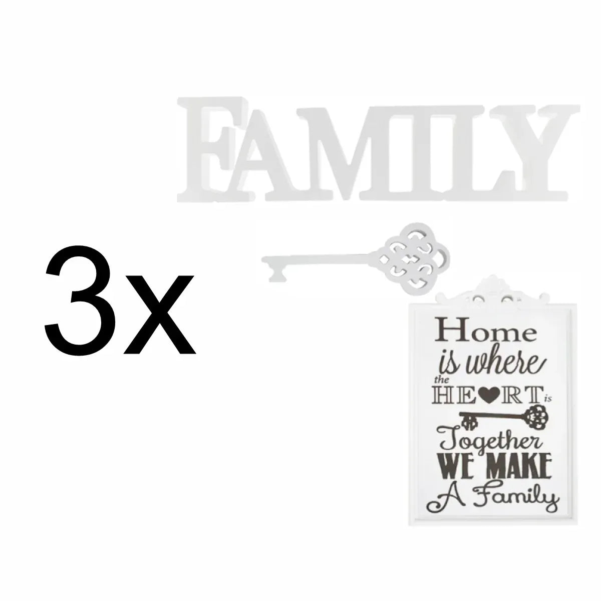 Set 4 rame foto, Naimeed D4597W, 2 polite si 3 ornamente, Alb