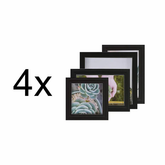 Set 4 rame foto, Naimeed D4599N, 1 polita si 1 ornament, Negru