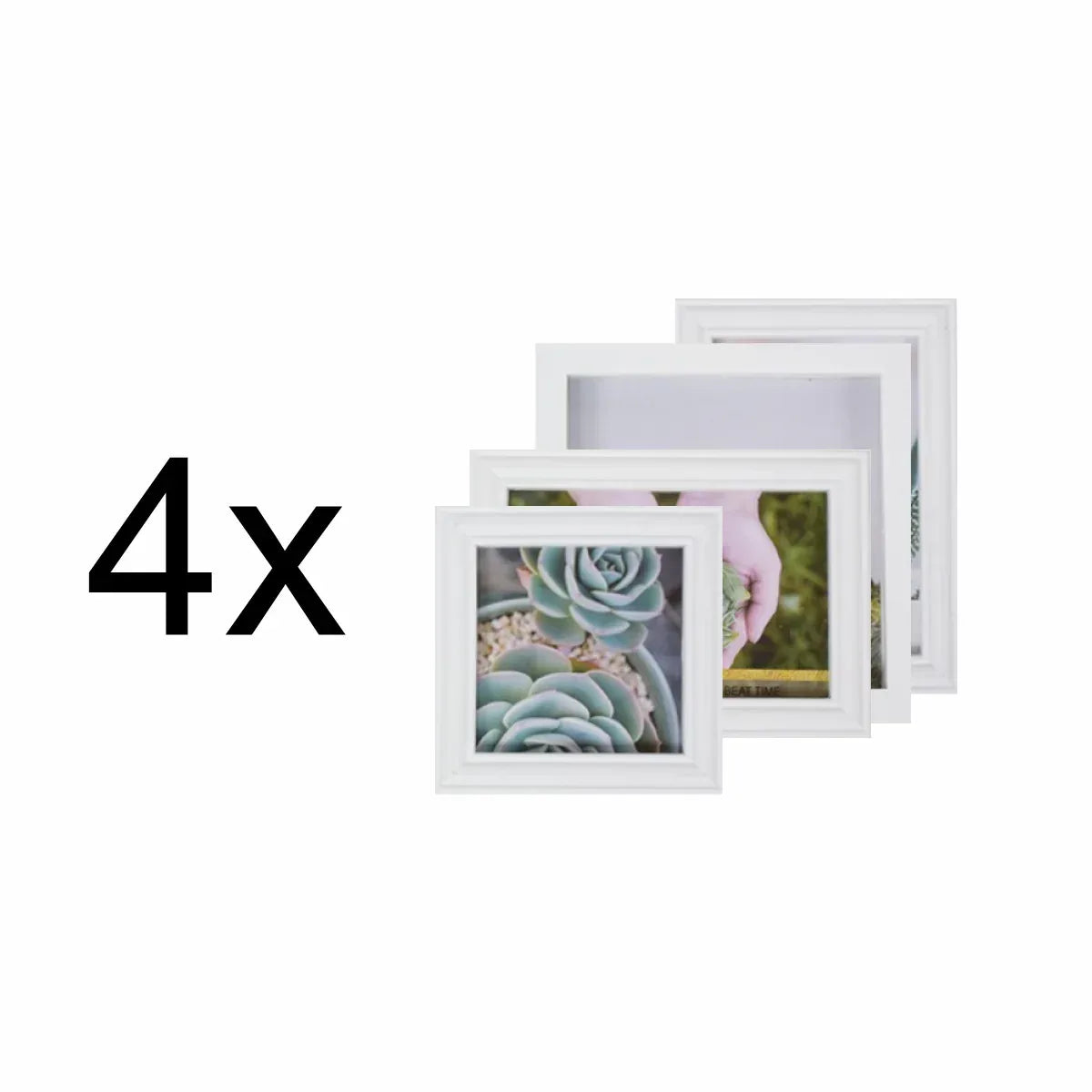Set 4 rame foto, Naimeed D4599W, 1 polita si 1 ornament, Alb