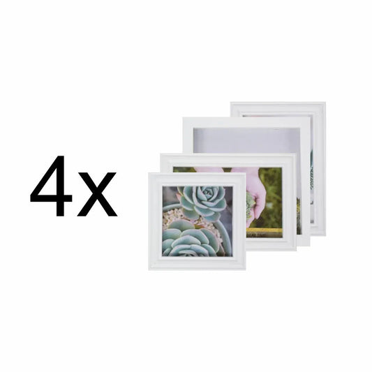 Set 4 rame foto, Naimeed D4599W, 1 polita si 1 ornament, Alb