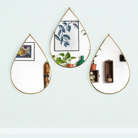 Set 3 Oglinzi Decorative, Naimeed D4604G, Auriu, 19x1x28 cm