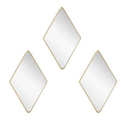 Set 3 Oglinzi Decorative, Naimeed D4607G, Auriu, 17x1x28 cm