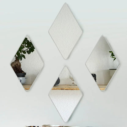 Set 4 Oglinzi Decorative, Naimeed D4608S, Argintiu, 17x1x28 cm