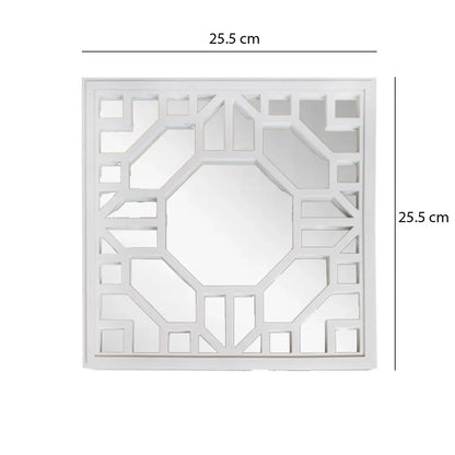 Set 3 Oglinzi Decorative de Perete, Naimeed D4617W, Alb, 25.5x2.5x25.5 cm