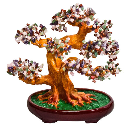 Copac Feng Shui cu Pietre Semipretioase, Suport Ceramic, Naimeed D4625-Multicolor, Inaltime 30cm