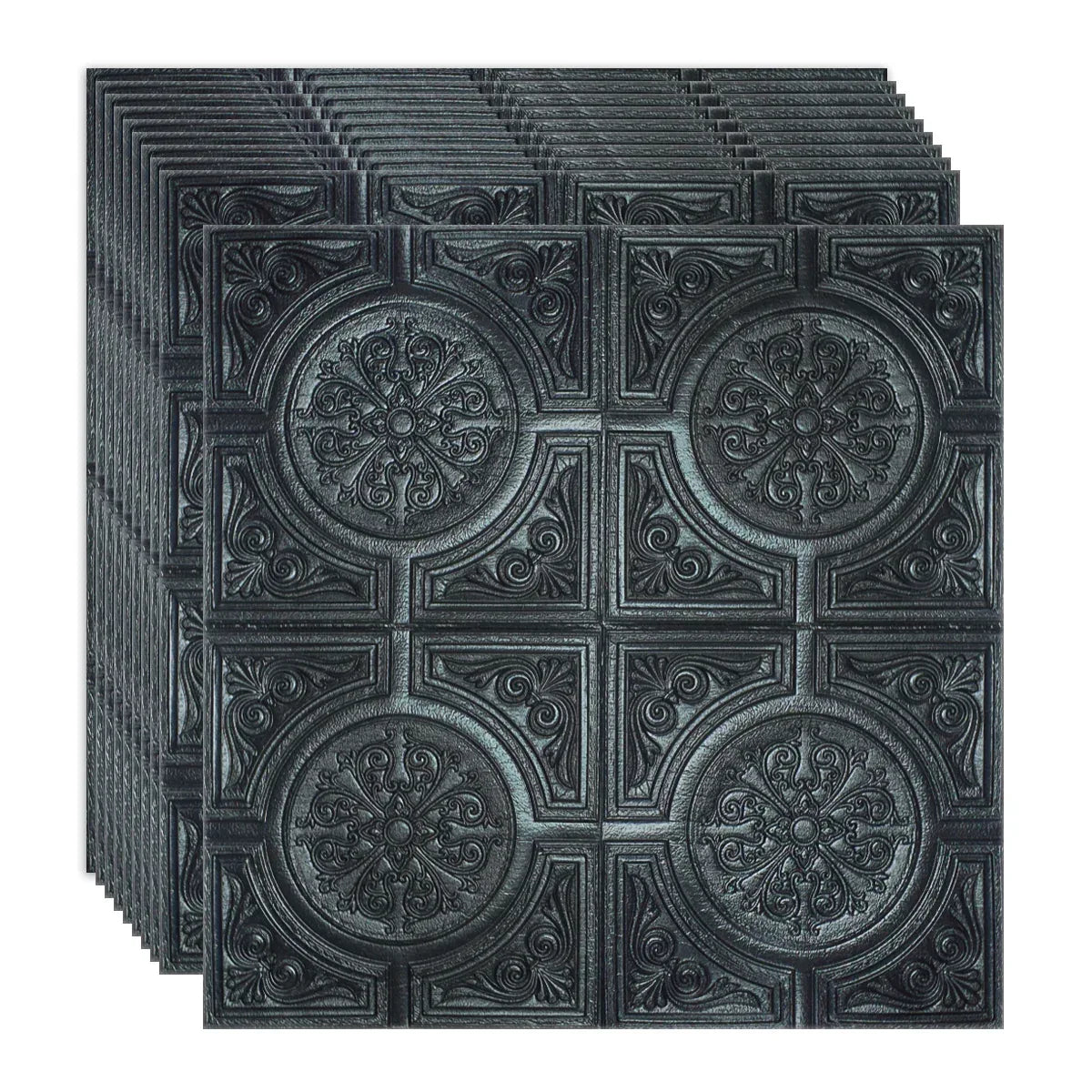 Set 10 x Tapet 3D Autoadeziv, design modern, rezistent la umezeala, usor de curatat, 70x70cm, Naimeed D4724, Negru