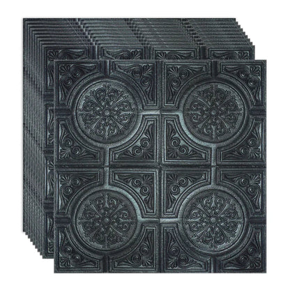 Set 10 x Tapet 3D Autoadeziv, design modern, rezistent la umezeala, usor de curatat, 70x70cm, Naimeed D4724, Negru