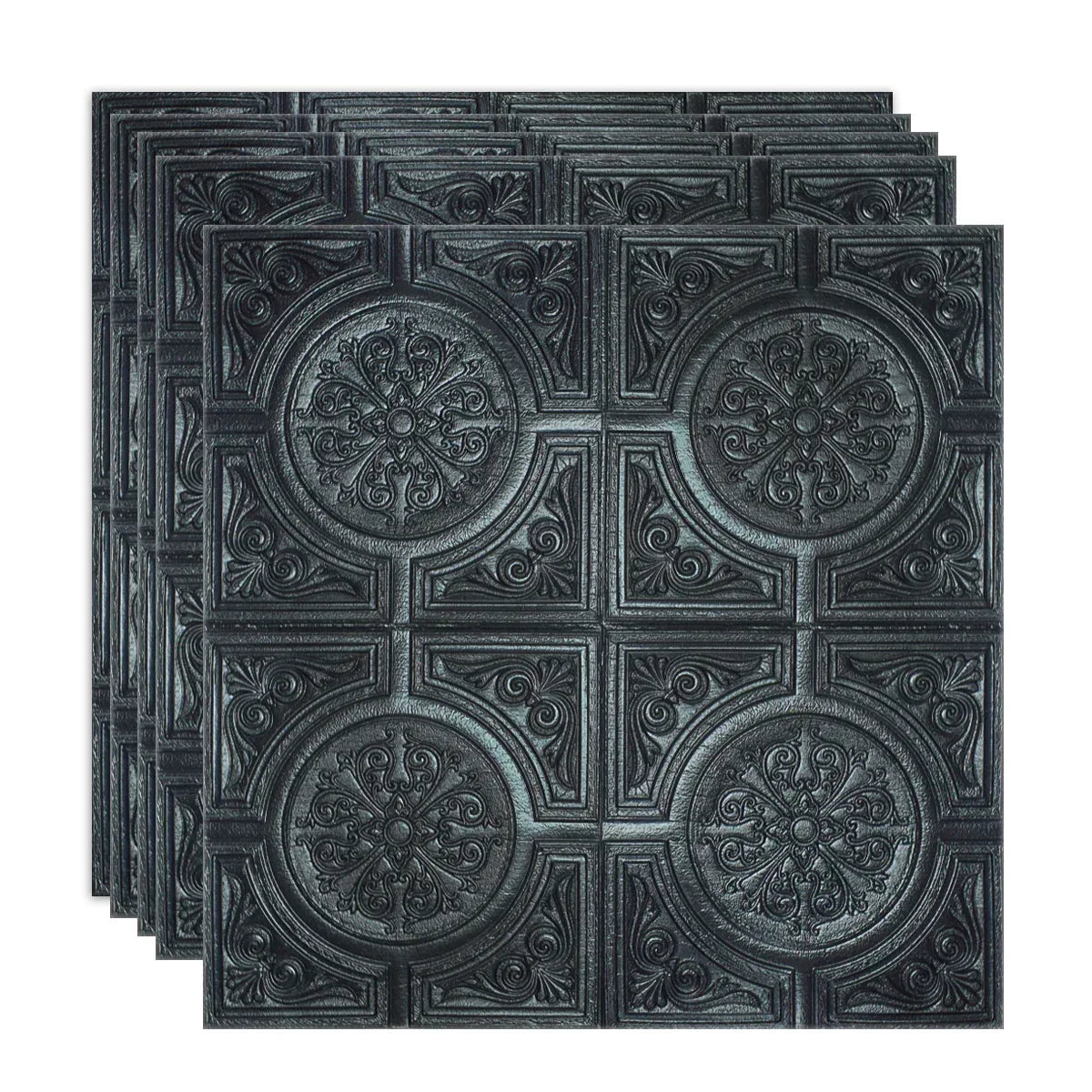 Set 5 x Tapet 3D Autoadeziv, design modern, rezistent la umezeala, usor de curatat, 70x70cm, Naimeed D4724, Negru