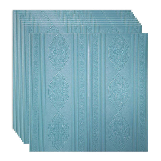 Set 10 x Tapet 3D Autoadeziv, design modern, rezistent la umezeala, usor de curatat, 70x70cm, Naimeed D4732, Albastru