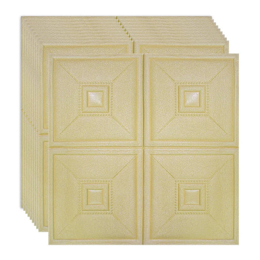 Set 10 x Tapet 3D Autoadeziv, design modern, rezistent la umezeala, usor de curatat, 70x70cm, Naimeed D4736, Galben
