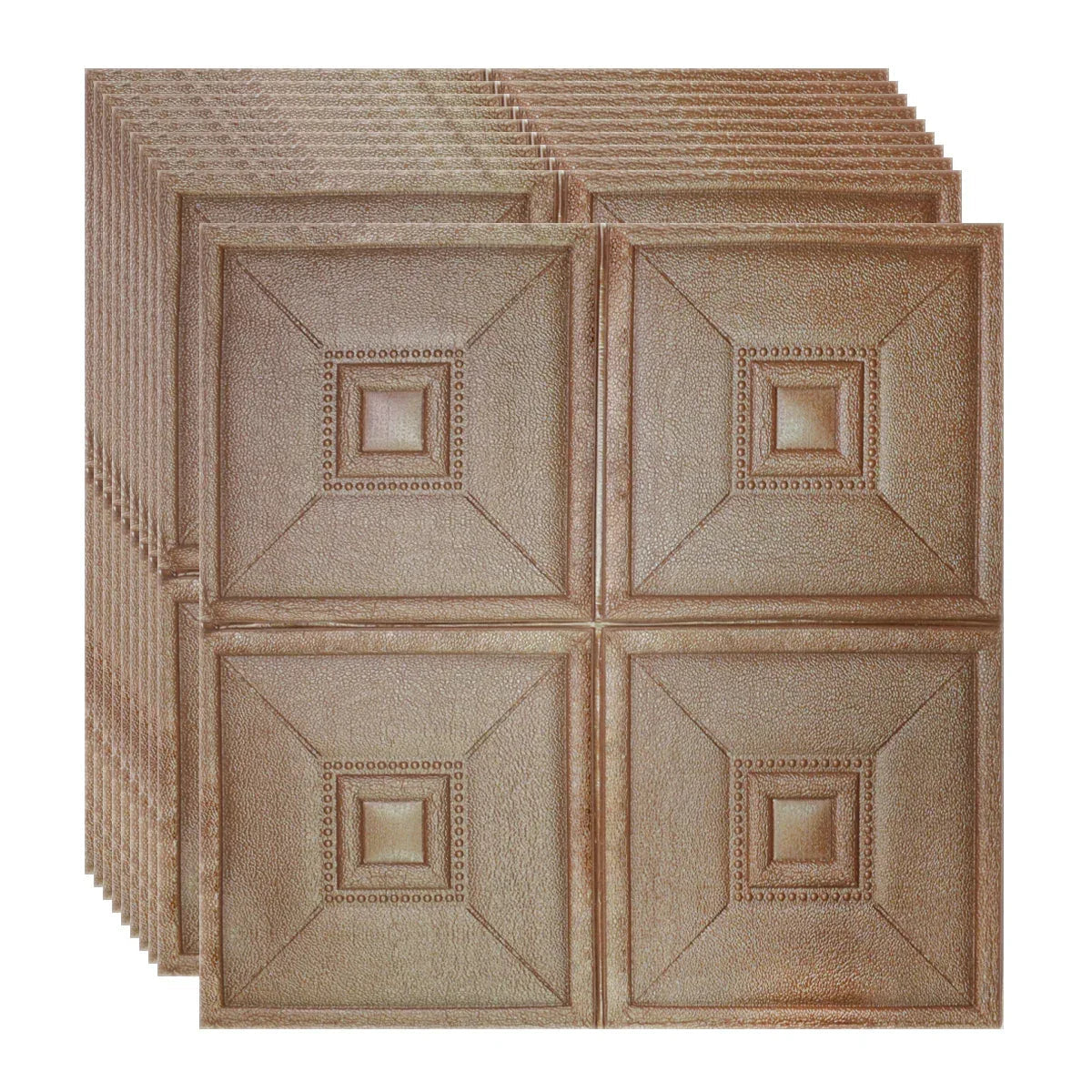 Set 10 x Tapet 3D Autoadeziv, design modern, rezistent la umezeala, usor de curatat, 70x70cm, Naimeed D4738, Bronz