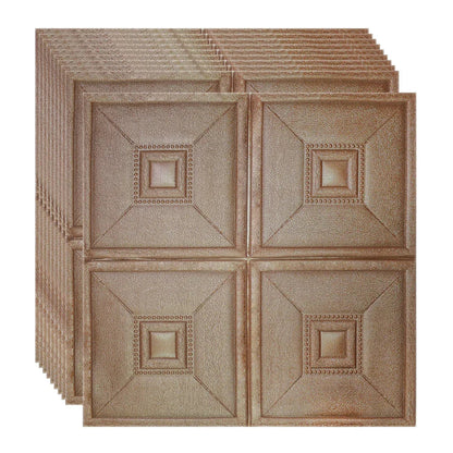 Set 10 x Tapet 3D Autoadeziv, design modern, rezistent la umezeala, usor de curatat, 70x70cm, Naimeed D4738, Bronz
