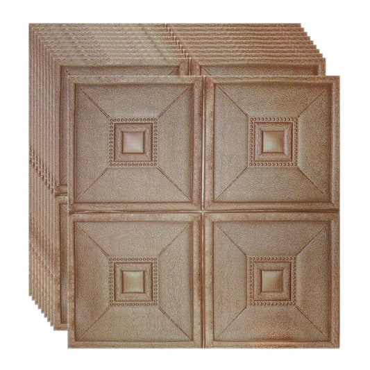Set 10 x Tapet 3D Autoadeziv, design modern, rezistent la umezeala, usor de curatat, 70x70cm, Naimeed D4738, Bronz