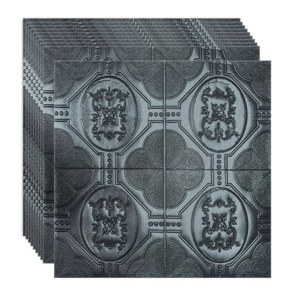 Set 10 x Tapet 3D Autoadeziv, design modern, rezistent la umezeala, usor de curatat, 70x70cm, Naimeed D4750, Negru