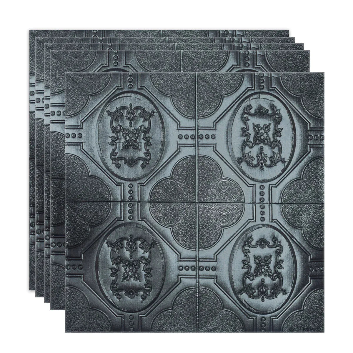 Set 5 x Tapet 3D Autoadeziv, design modern, rezistent la umezeala, usor de curatat, 70x70cm, Naimeed D4750, Negru