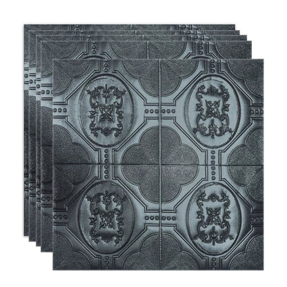 Set 5 x Tapet 3D Autoadeziv, design modern, rezistent la umezeala, usor de curatat, 70x70cm, Naimeed D4750, Negru