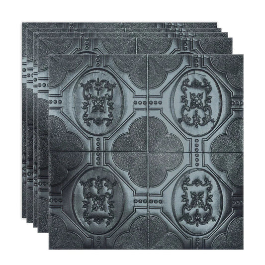 Set 5 x Tapet 3D Autoadeziv, design modern, rezistent la umezeala, usor de curatat, 70x70cm, Naimeed D4750, Negru