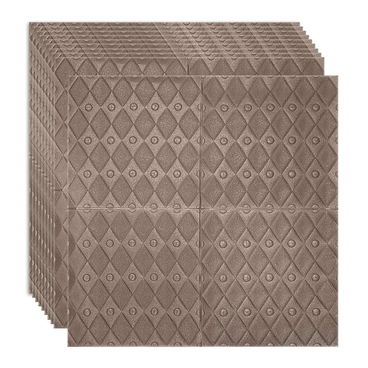 Set 10 x Tapet 3D Autoadeziv, design modern, rezistent la umezeala, usor de curatat, 70x70cm, Naimeed D4758, Bronz