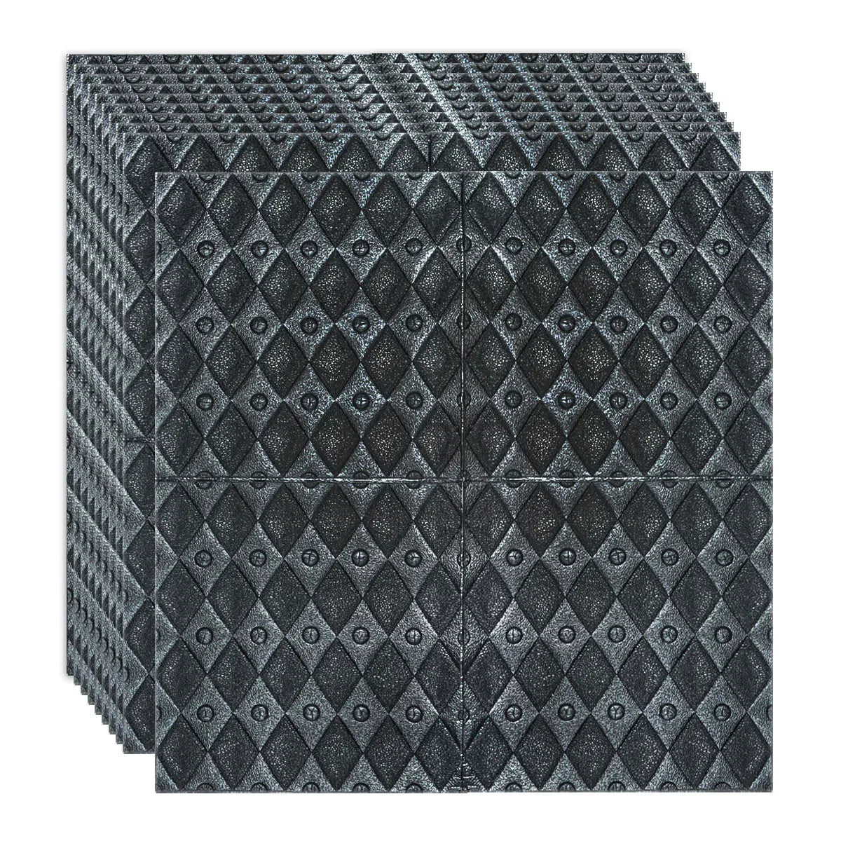 Set 10 x Tapet 3D Autoadeziv, design modern, rezistent la umezeala, usor de curatat, 70x70cm, Naimeed D4759, Negru