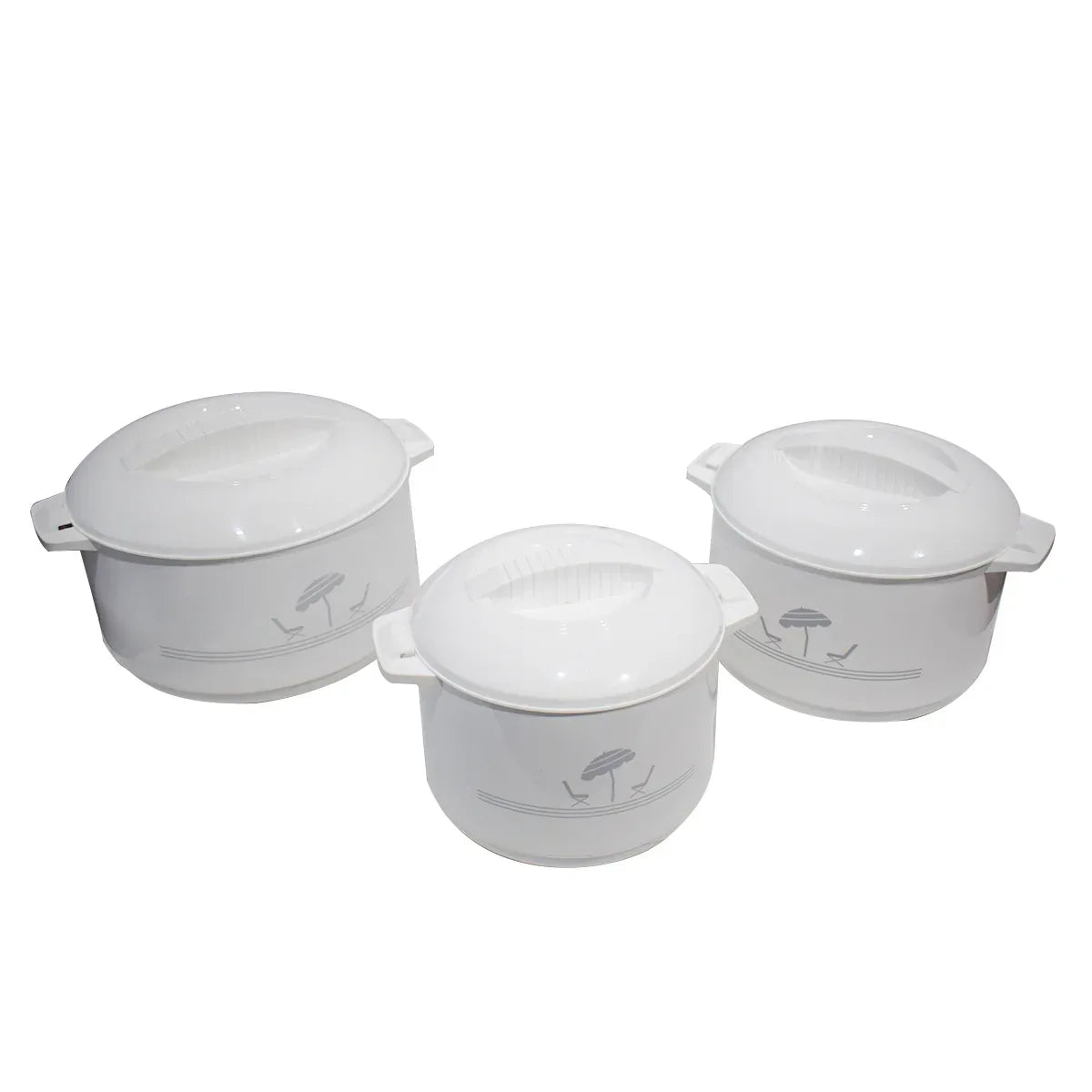Caserola termica, set 3 piese, interior din inox, Naimeed D4792, Alb