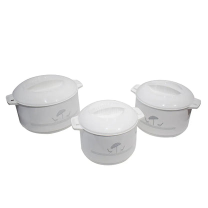 Caserola termica, set 3 piese, interior din inox, Naimeed D4792, Alb