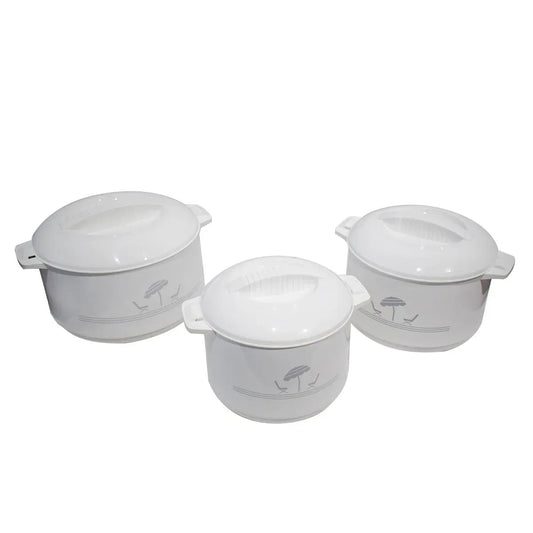 Caserola termica, set 3 piese, interior din inox, Naimeed D4792, Alb