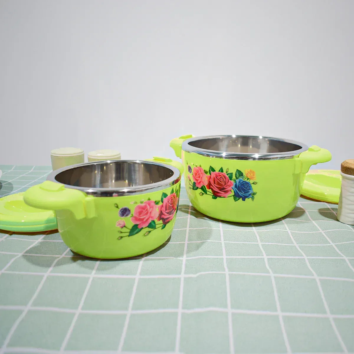 Caserola termica, set 5 piese, cu interior din inox, Naimeed D4799, Verde