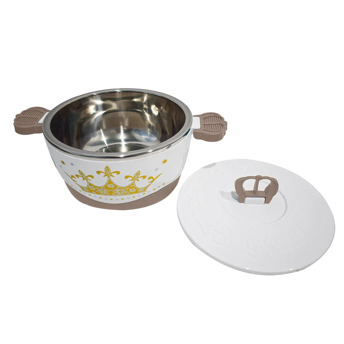 Caserola termica, set 4 piese, cu interior din inox, Naimeed D4815, Crem