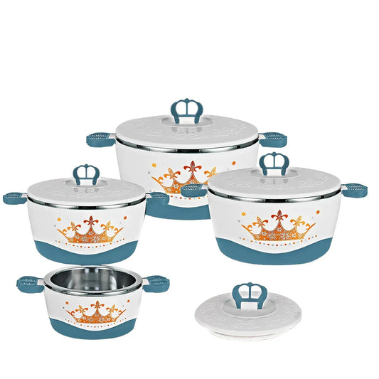 Caserola termica, set 4 piese, cu interior din inox, Naimeed D4815, Turcoaz