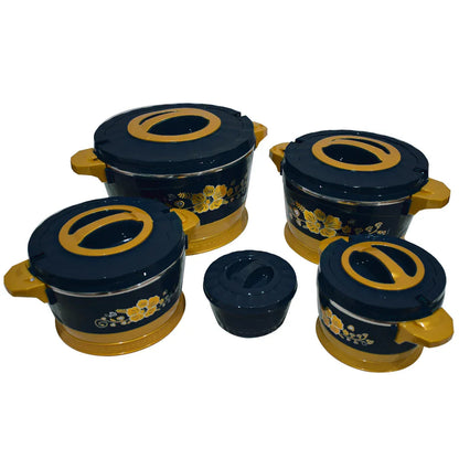 Caserola termica, set 5 piese, cu interior din inox, Naimeed D4818, Negru
