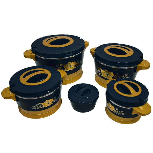Caserola termica, set 5 piese, cu interior din inox, Naimeed D4818, Negru