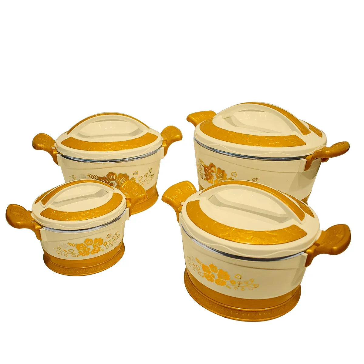 Caserola termica, set 4 piese, cu interior din inox, Naimeed D4819, Crem