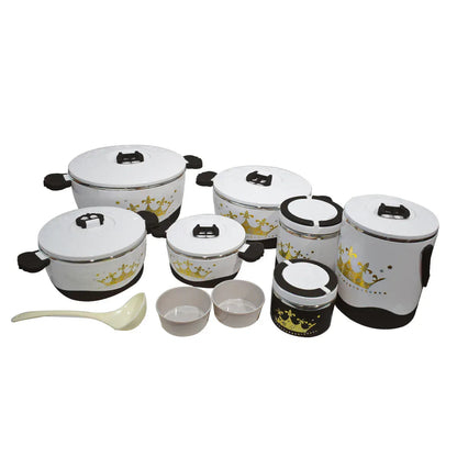 Caserola termica, set 7 piese, cu interior din inox, Naimeed D4820, Negru