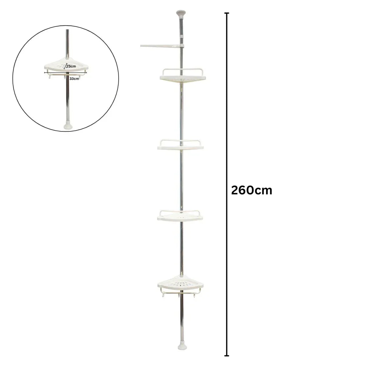 Raft de baie, 4 polite, inaltime 260 cm, Naimeed D4827, Alb