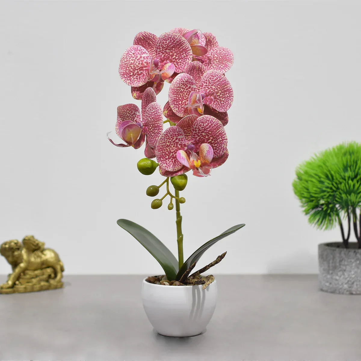 Orhidee cu aspect natural in ghiveci ceramic, 33 cm, Naimeed D4851, RozGalben