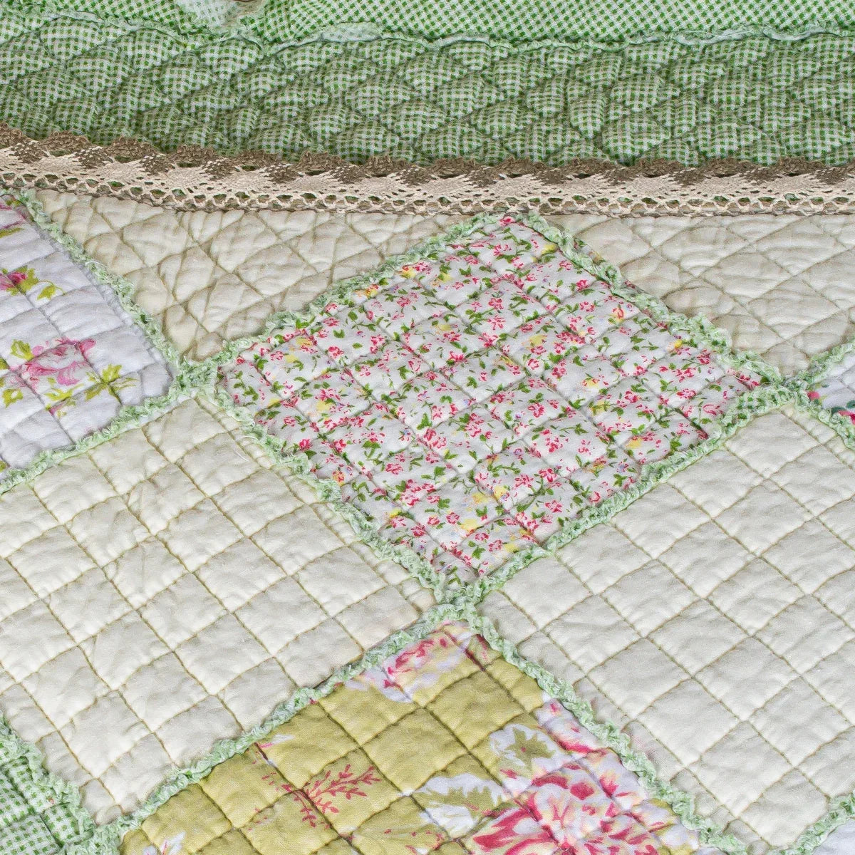 Cuvertura Canapea, Naimeed D4904S, 70x150cm, poliester, pufoasa, matlasata,cu model floral Verde Deschis
