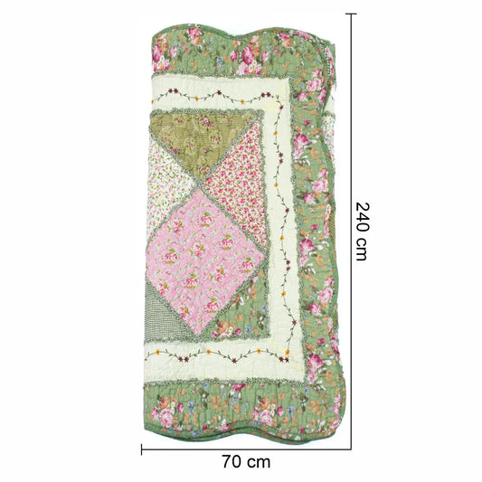 Cuvertura Canapea, Naimeed D4905L, 70x240cm, poliester, pufoasa, matlasata,cu model floral Verde