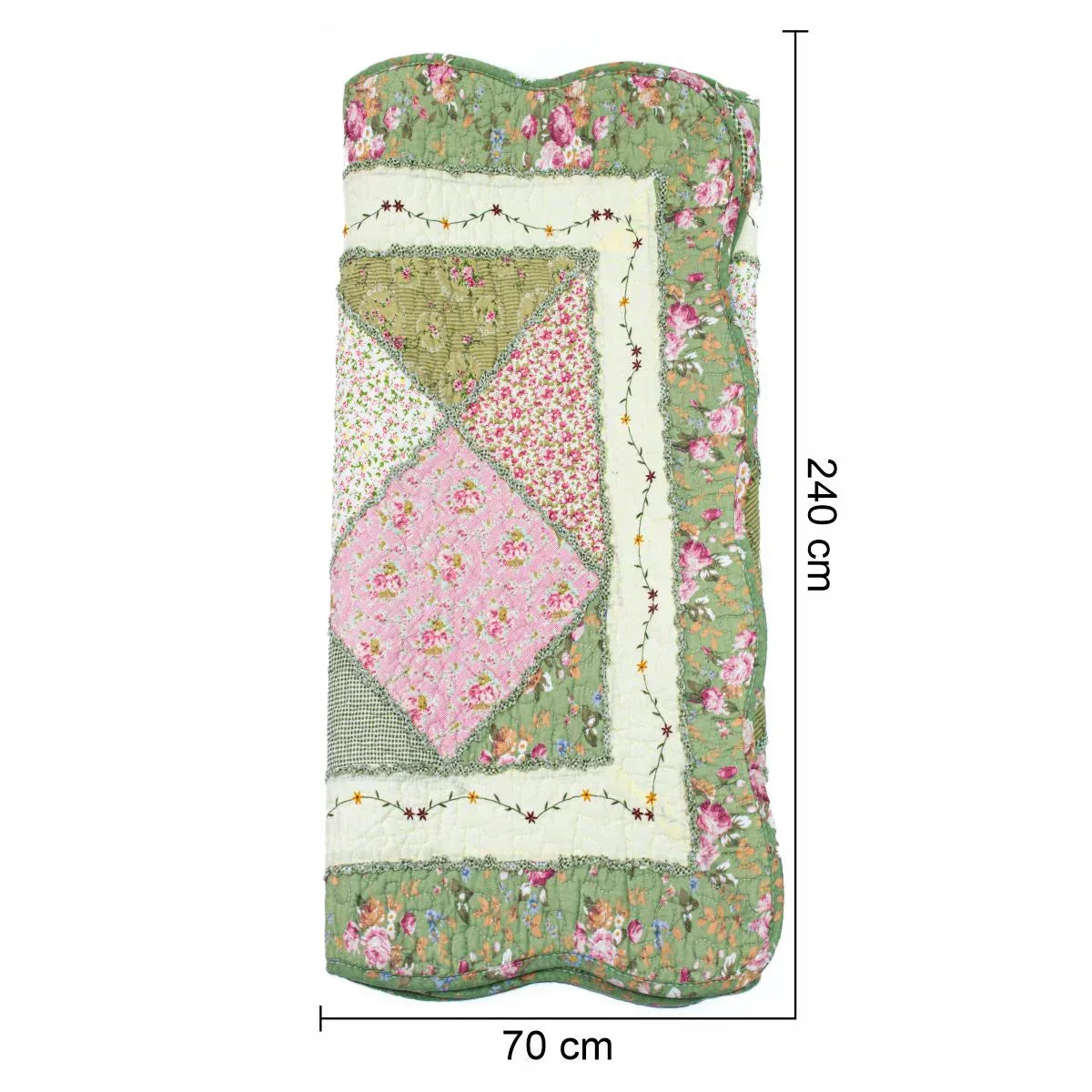 Cuvertura Canapea, Naimeed D4905L, 70x240cm, poliester, pufoasa, matlasata,cu model floral Verde