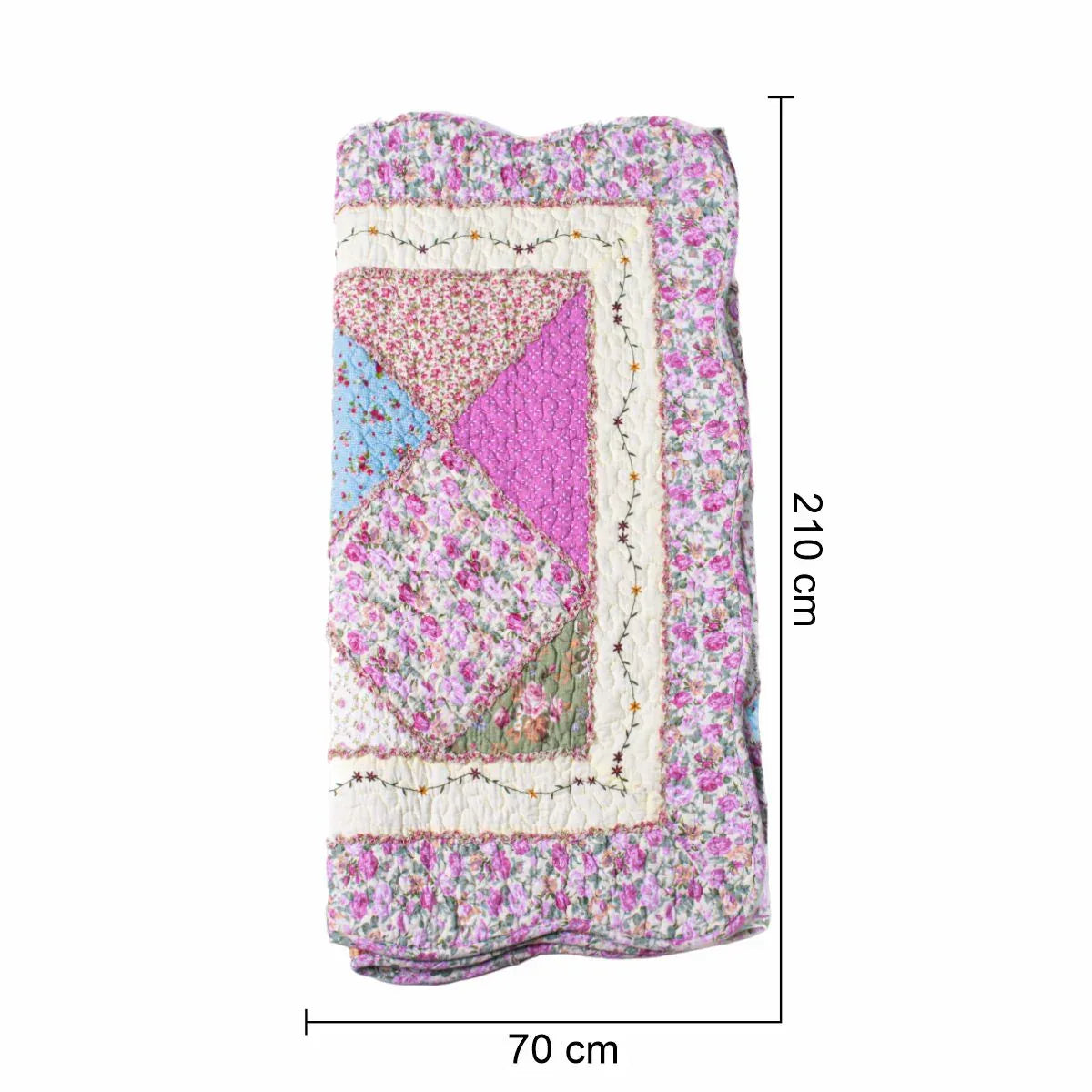 Cuvertura Canapea, Naimeed D4905M, 70x210cm, poliester, pufoasa, matlasata,cu model floral Roz
