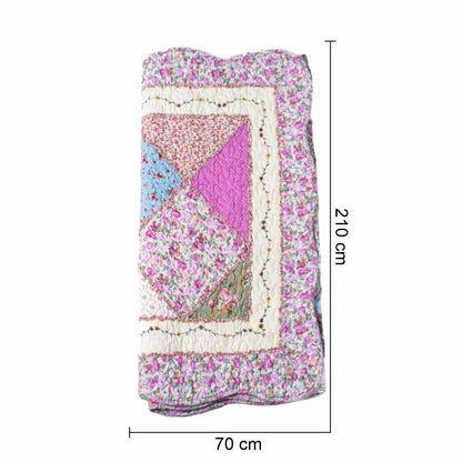 Cuvertura Canapea, Naimeed D4905M, 70x210cm, poliester, pufoasa, matlasata,cu model floral Roz