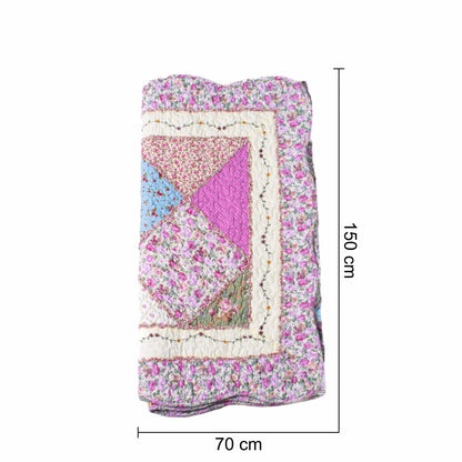Cuvertura Canapea, Naimeed D4905S, 70x150cm, poliester, pufoasa, matlasata,cu model floral Roz