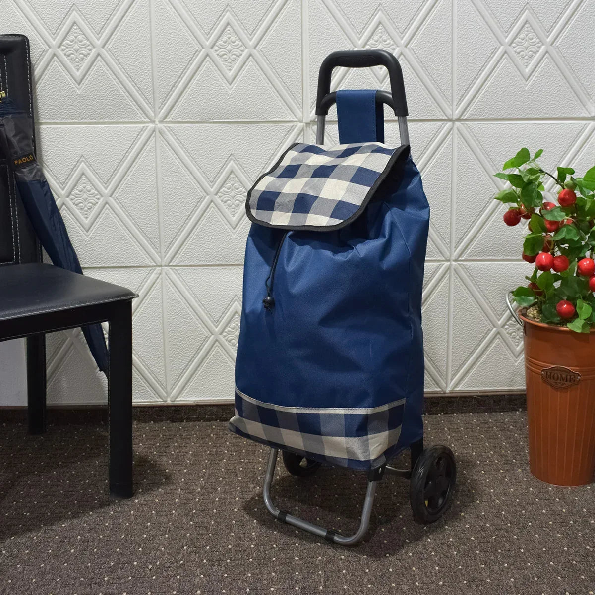 Carucior de piata pliabil, Naimeed D4941, 2 roti, 37 L, Albastru