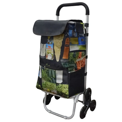 Carucior de piata pliabil, cadru din aluminiu, roti din silicon, Naimeed D4950, 6 roti, 49 L, Verde