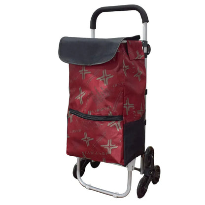 Carucior de piata pliabil, cadru din aluminiu, roti din silicon, Naimeed D4950, 6 roti, 49 L, Rosu