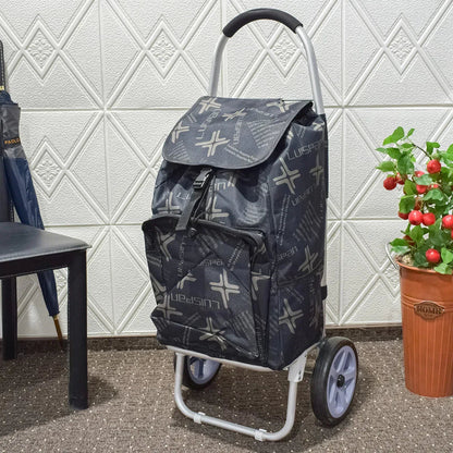Carucior de piata pliabil, cadru din aluminiu, Naimeed D4951, 2 roti, 49 L, Negru