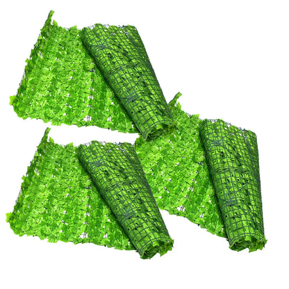 Set 3 role din frunze artificiale, Naimeed D4960SET3 iedera, pentru efect de gard viu, exterior si interior, special pentru crearea unui spatiu intim, cu rezistenta la apa si la razele UV, paravan pentru balcon, terasa si gard, Verde Deschis